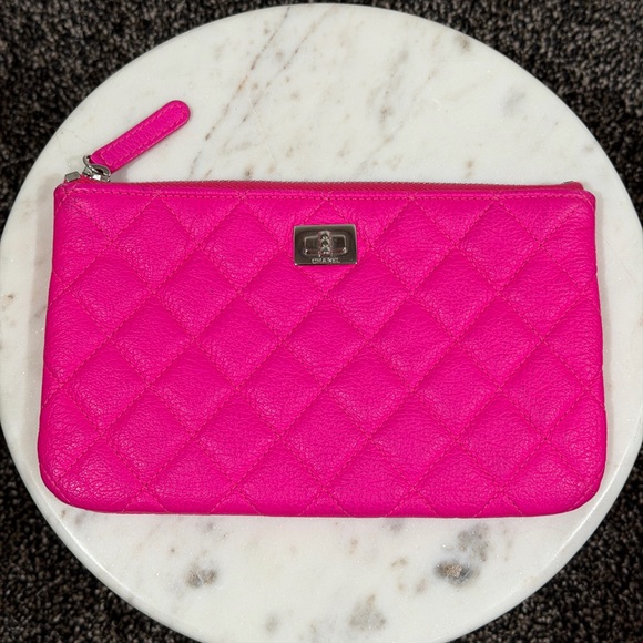 CHANEL Handbags - Chanel Pink Goatskin Quilted Cavier O-Case Pouch Wallet Bag